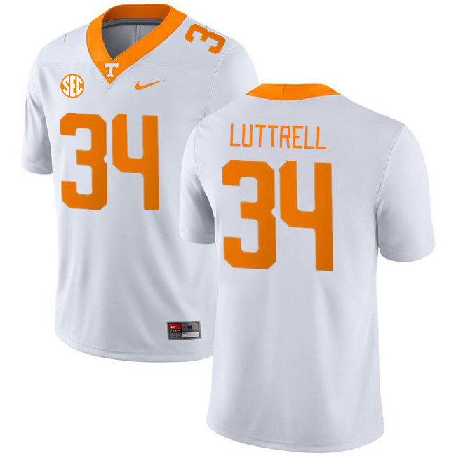 Men #34 Jack Luttrell Tennessee Volunteers College Football Jerseys Stitched Sale-White